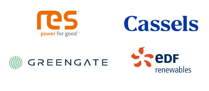 RES Canada, EDF, Greengate and Cassels logos