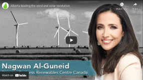 Video thumbnail: Nagwan Al-Guneid headshot photo on a background of wind turbines
