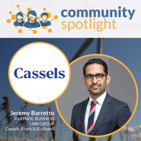 Community Spotlight: Cassels; headshot of Jeremy Barretto, Partner, Business Law Group at Cassels, Brock and Blackwell