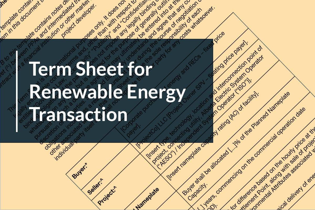 Renewable Energy Term Sheet Template Word Doc